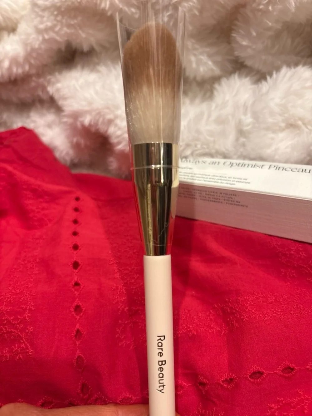 Rare Beauty Always an Optimist Powder Brush - Pink Handle, White Bristles